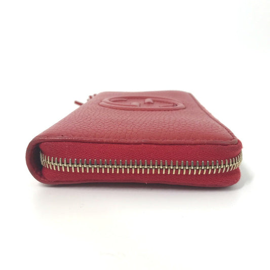 GUCCI Long Wallet Purse 598187 leather Red Long wallet with tassel GG Soho Women Used