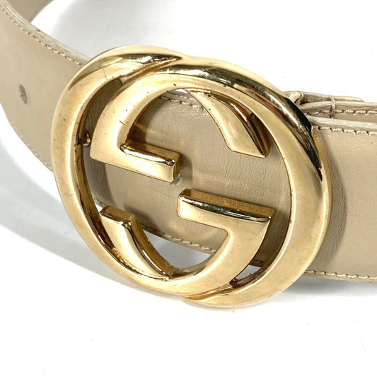 GUCCI belt 037・0394 leather beige GG logo 65