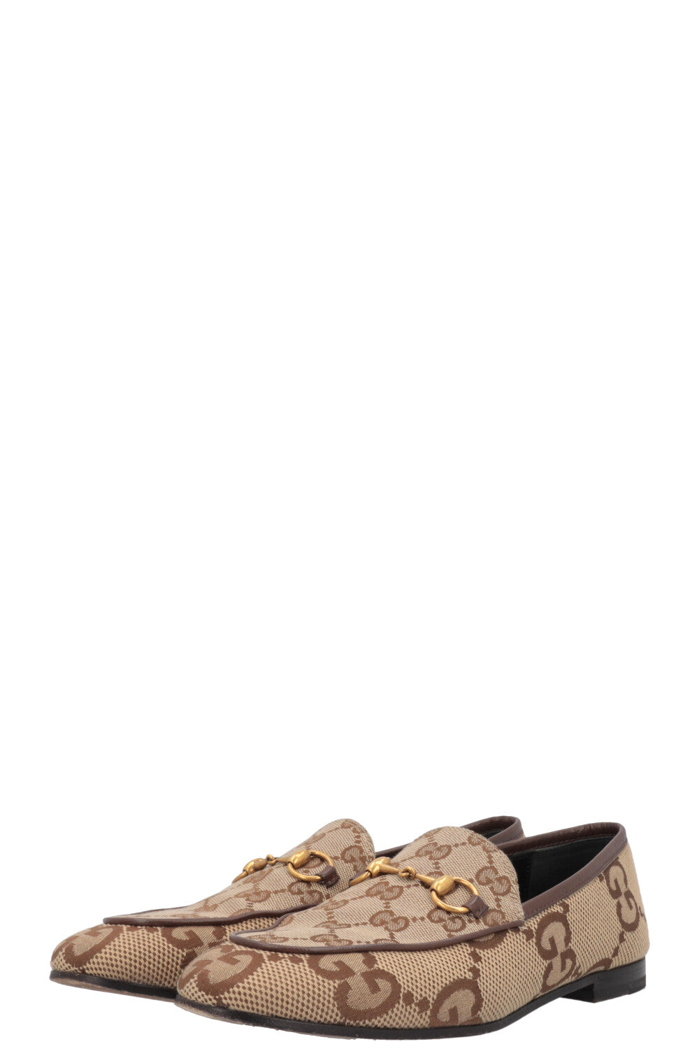 GUCCI Jordaan Loafers Supreme Giant G Canvas Sand