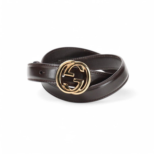 GUCCI belt 036・1046・0980 leather Dark brown 70・28