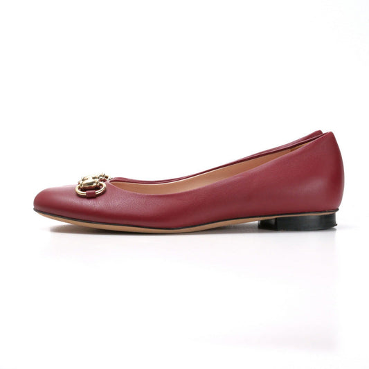GUCCI Ballet shoes 466700 leather Red type Bit: Gold 36