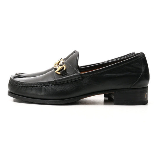 GUCCI loafers 575113 leather Black Gold x Silver 7.5