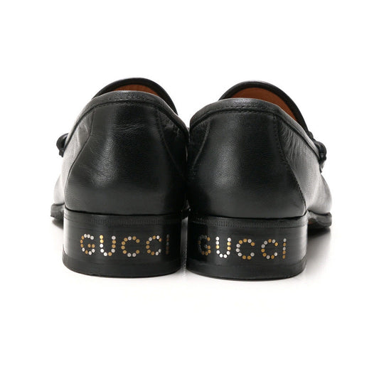 GUCCI loafers 575113 leather Black Gold x Silver 7.5