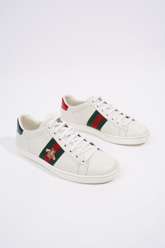 Gucci Ace Embroidered Bee White / Red / Green Leather EU 36.5 UK 3.5