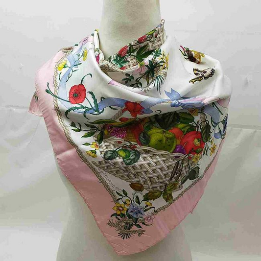 Gucci Colorful Floral Berry Print Extra Large Silk Scarf