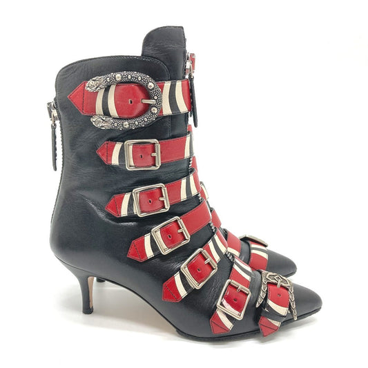 GUCCI boots 452915 leather Red x black shoes King Snake Women 35.5 Used