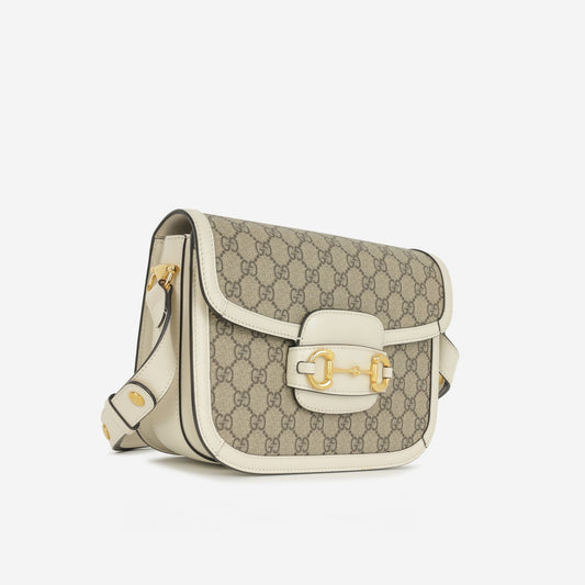 Gucci - Small Horsebit Crossbody 1955 - White GG Supreme canvas GHW -
