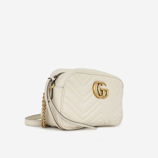 Gucci - GG Marmont Shoulder Bag - White Smooth Calfskin GHW -