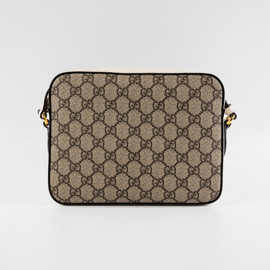 Gucci Horsebit Monogram White Crossbody Bag