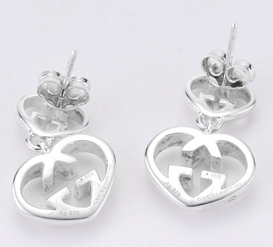 Gucci Love Britt G Heart Earrings in Silver