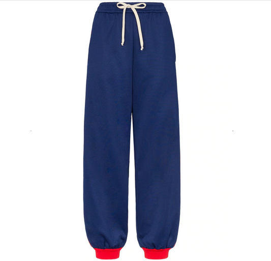 Gucci GG Logo Stripe Jersey Track Pants in Blue