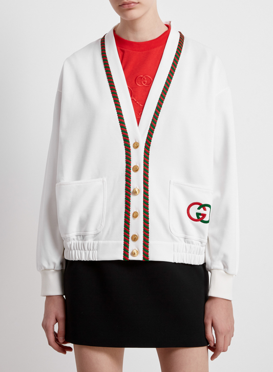 Gucci GG Technical Jersey Cardigan in White