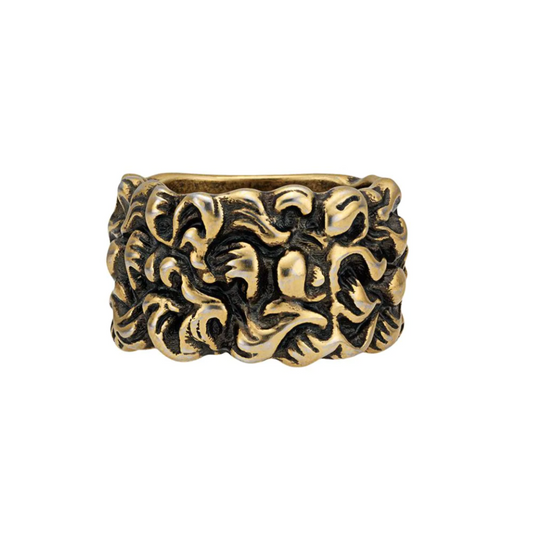 Gucci Lionhead Mane Ring in Antique Gold