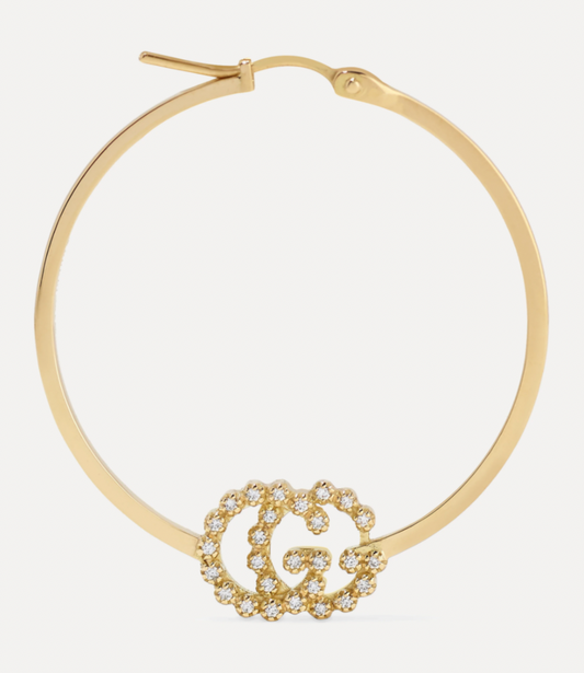 Gucci GG Running Hoop Earrings with Diamonds in Gold