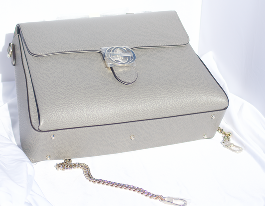 Gucci Large Top Handle Interlocking GG Crossbody in Gray
