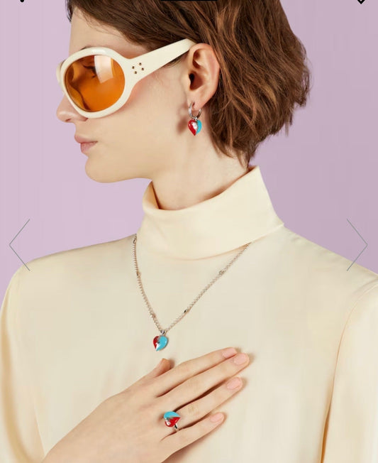 Gucci Interlocking G Heart Lightning Charm Earrings