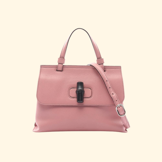 Gucci Daily Bamboo Handbag Leather Pink