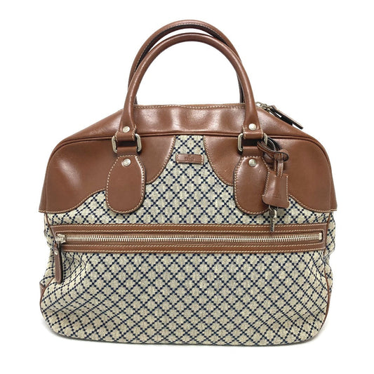 GUCCI Boston Duffel bag 231838 Leather / canvas Brown x gray Diamante