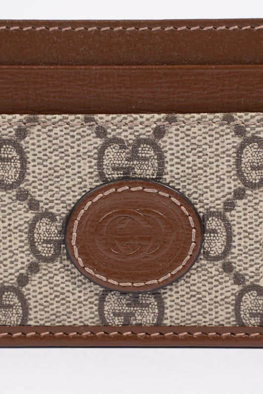 Gucci Card Case With Interlocking G GG Supreme Coated Canvas