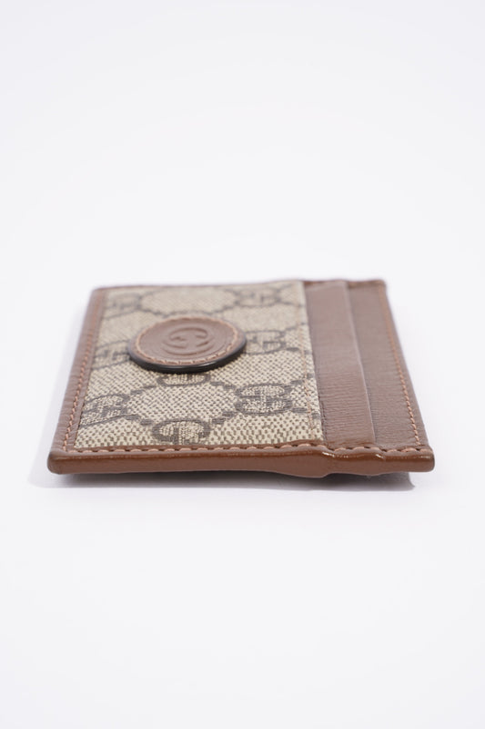 Gucci Card Case With Interlocking G GG Supreme Coated Canvas