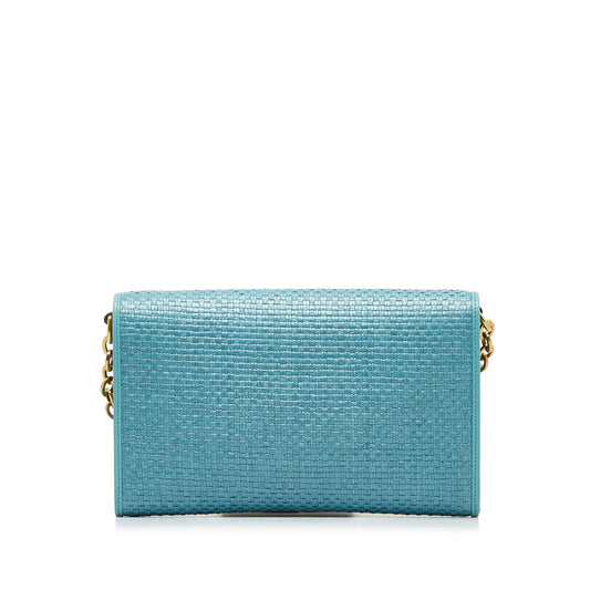 GUCCI Horsebit 1955 Raffia Chain Bag