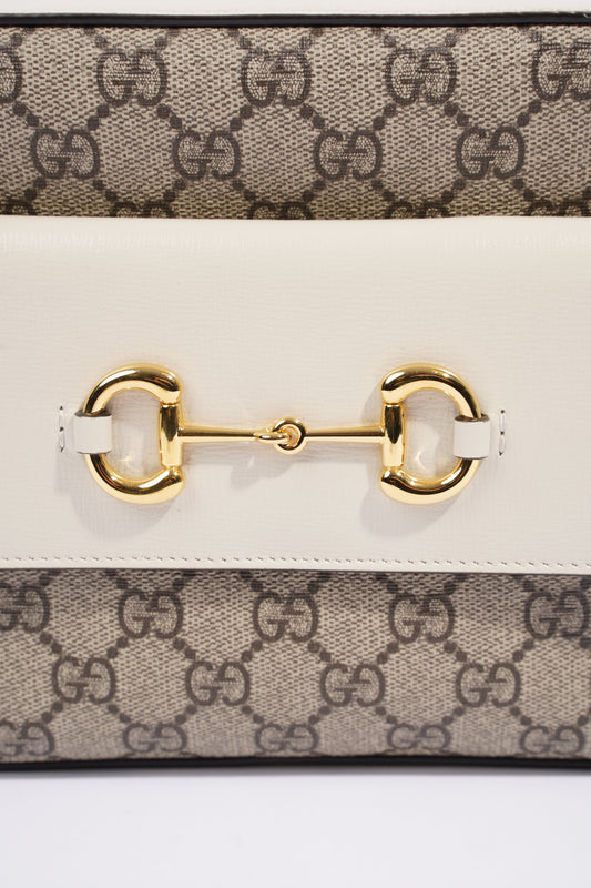 Gucci Horsebit 1955 Small Shoulder Bag Supreme / White Coated Canvas