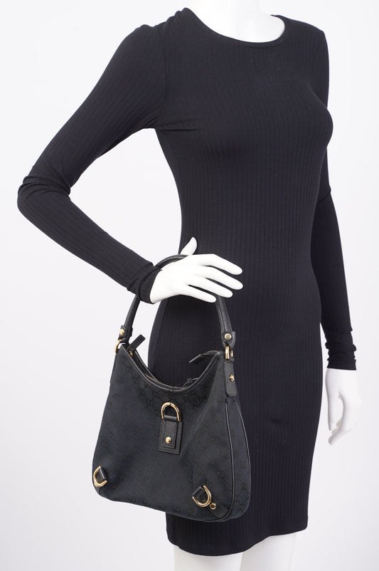 Gucci Abbey GG Shoulder Bag Black Supreme Canvas