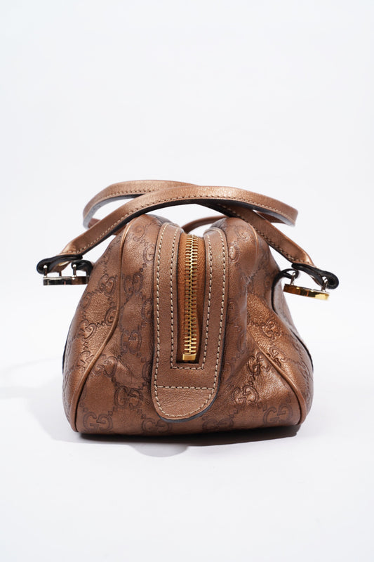 Gucci Guccissima GG Interlocking Shoulder Bag Bronze Leather