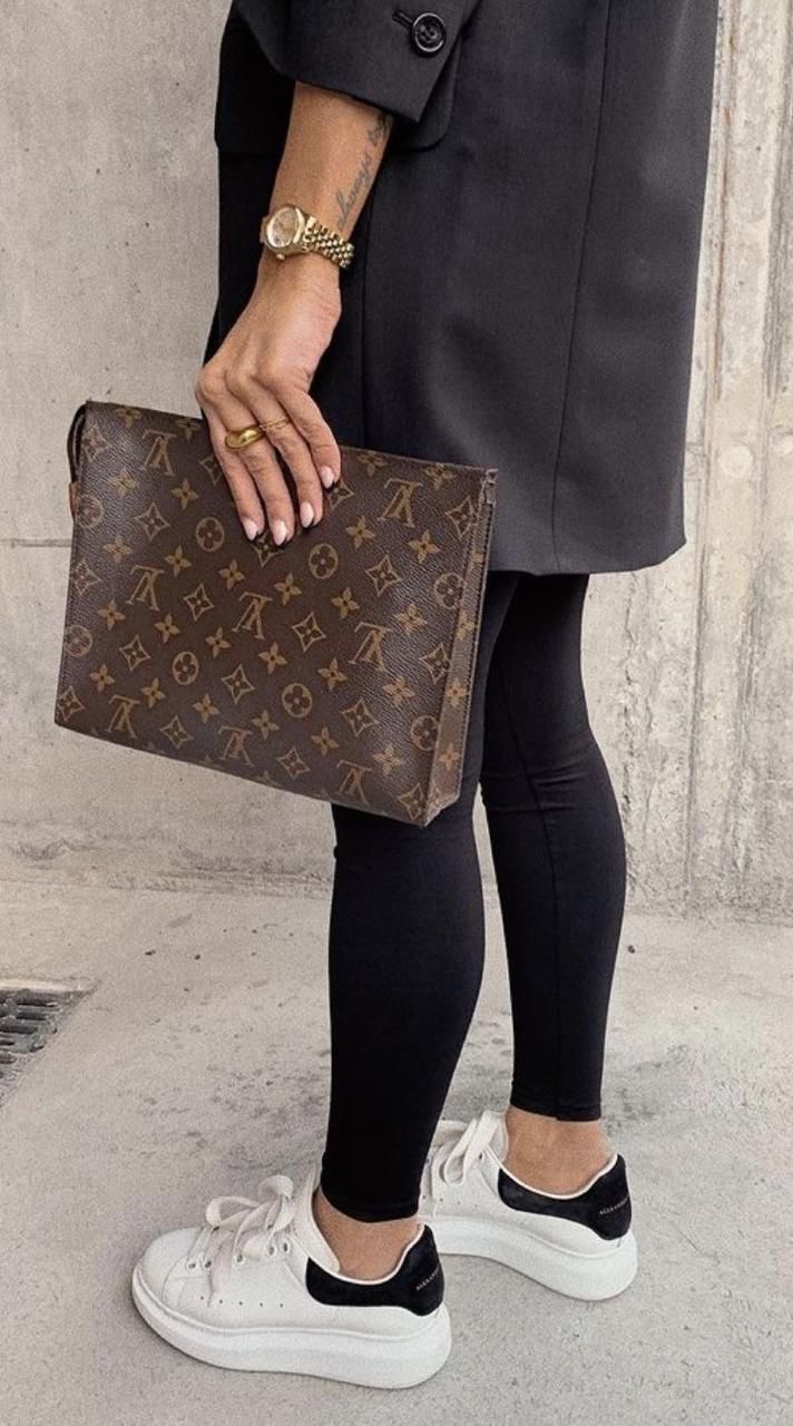 Louis Vuitton Crossbody Women Pouch – 2-Piece Set (Brown/Black)