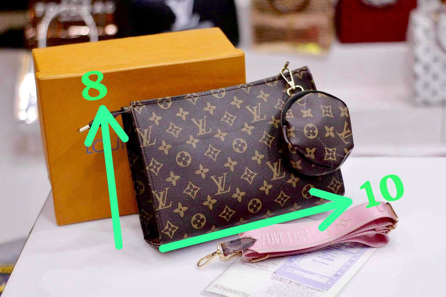 Louis Vuitton Crossbody Women Pouch – 2-Piece Set (Brown Checkbox)