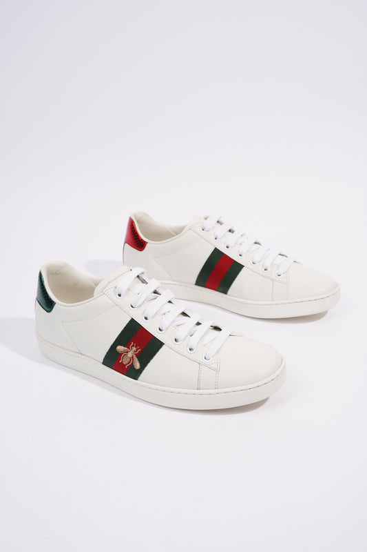 Gucci Ace Embroidered Bee White / Red / Green Leather EU 39 UK 6