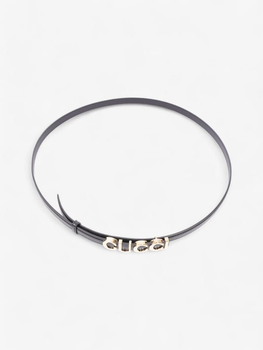 Gucci Buckle Thin Belt Black / Gold Leather 105cm / 42"