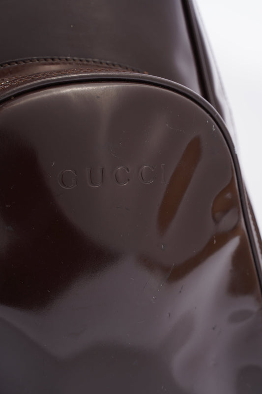 Gucci Bamboo Sling Bag Brown Patent Leather