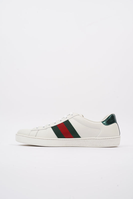 Gucci Ace Embroidered Bee White / Red / Green Leather EU 42 UK 8