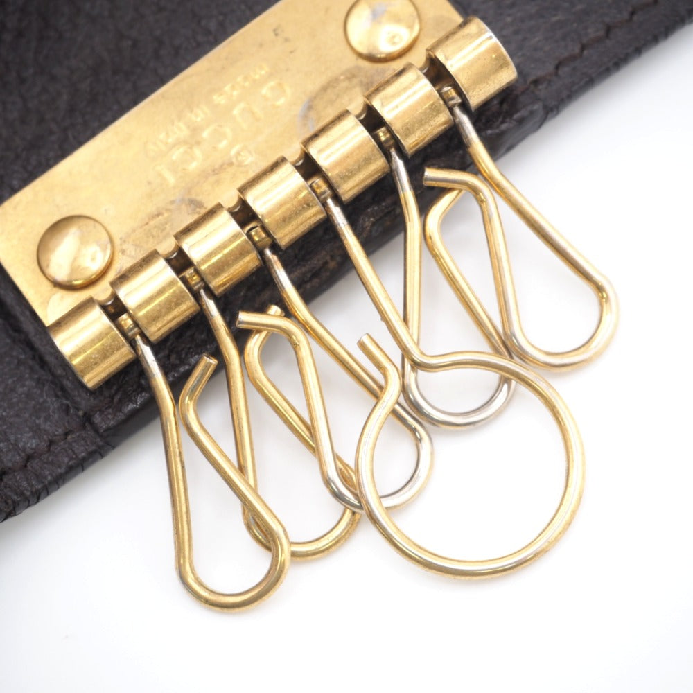 GUCCI Key case Key holder  435305 leather Brown six hooks GG Marmont unisex(Unisex) Used