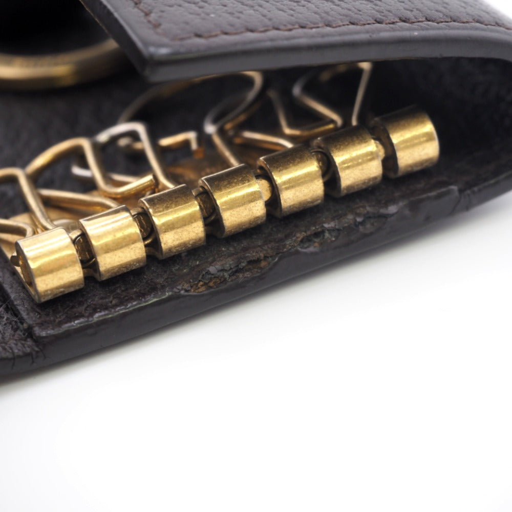 GUCCI Key case Key holder  435305 leather Brown six hooks GG Marmont unisex(Unisex) Used