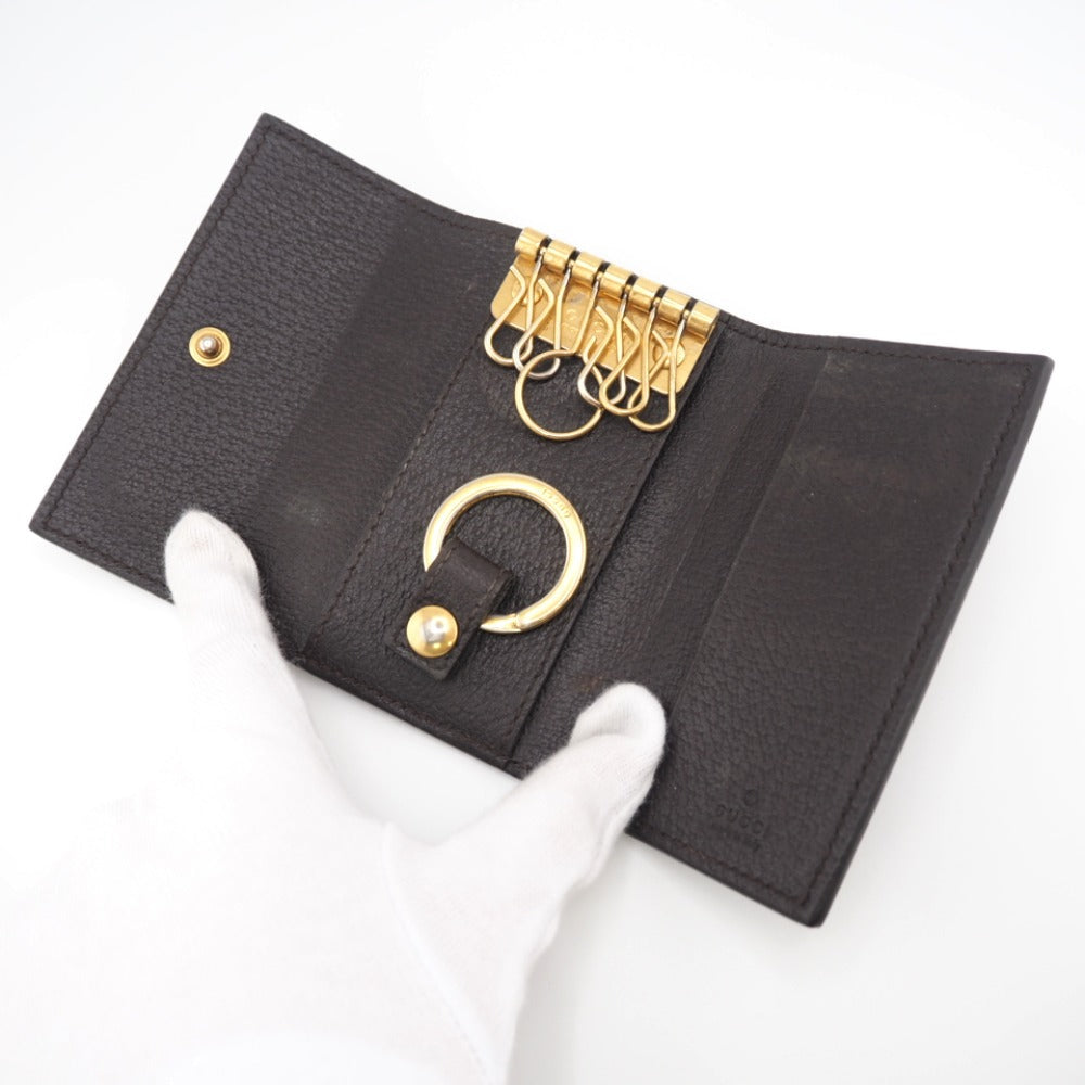 GUCCI Key case Key holder  435305 leather Brown six hooks GG Marmont unisex(Unisex) Used