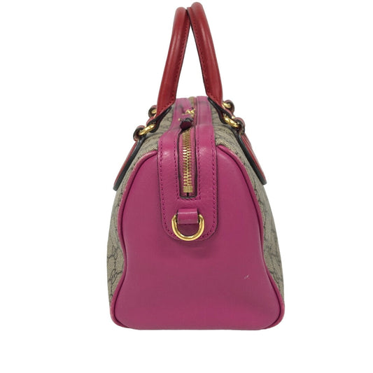 GUCCI Boston Duffel bag 409529 leather beige Handbag GG Supreme Women Used