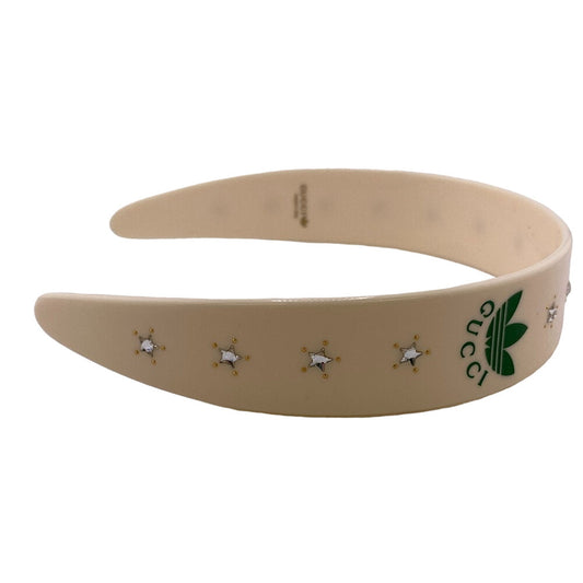 GUCCI hair accessory 702950 Plastic x rhinestone Ivory logo Katyusha