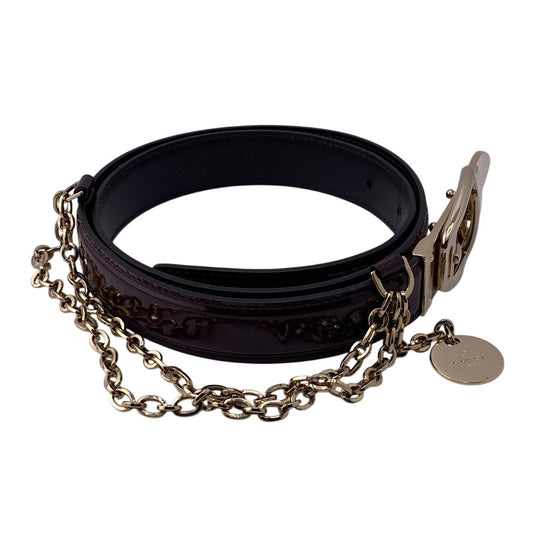 GUCCI belt 150696 Patent leather Bordeaux Chain charm Women 80/32 Used