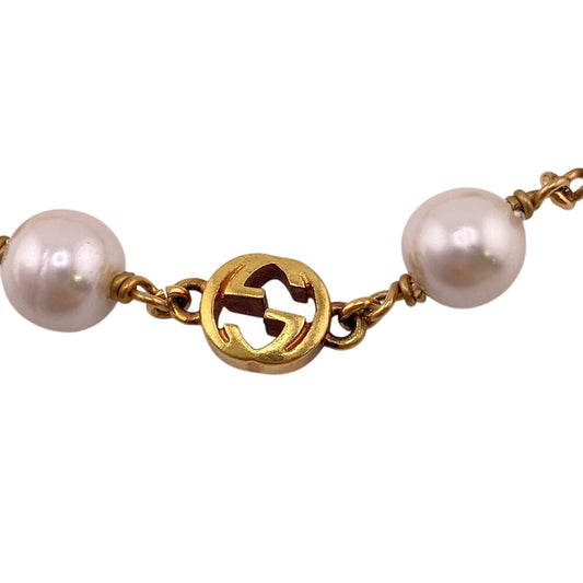 GUCCI bracelet Gold Plated gold Interlocking G Pearl Flower
