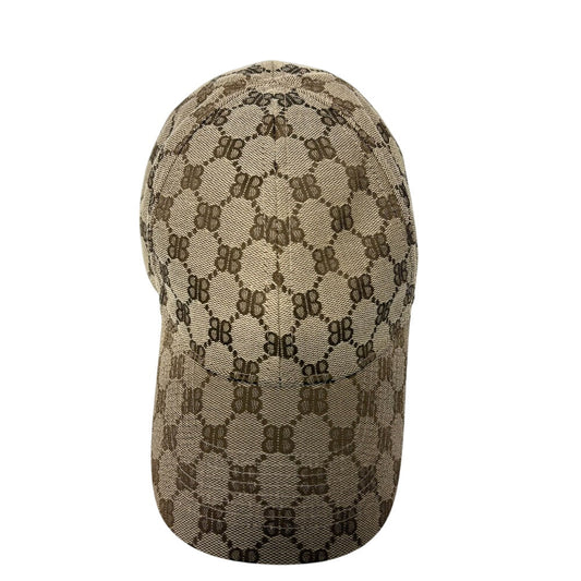 GUCCI cap 680717 64% polyester, 18% nylon, 18% cotton Brown Balenciaga Collaboration Hacker Project BB logo L 59cm