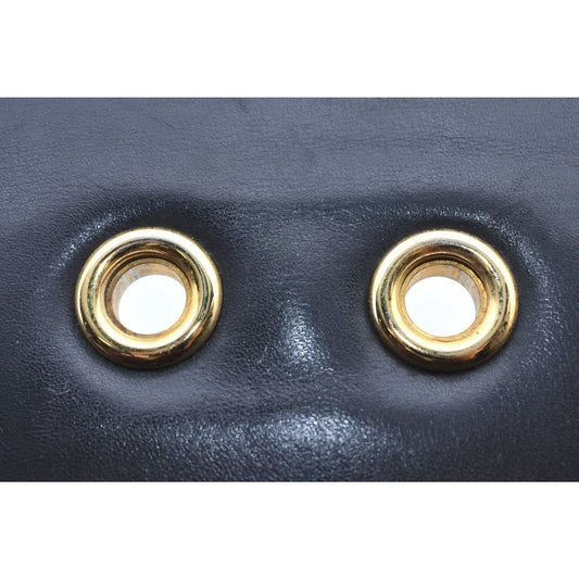 Gucci 60's navy leather saddle bag with gold logo clasp