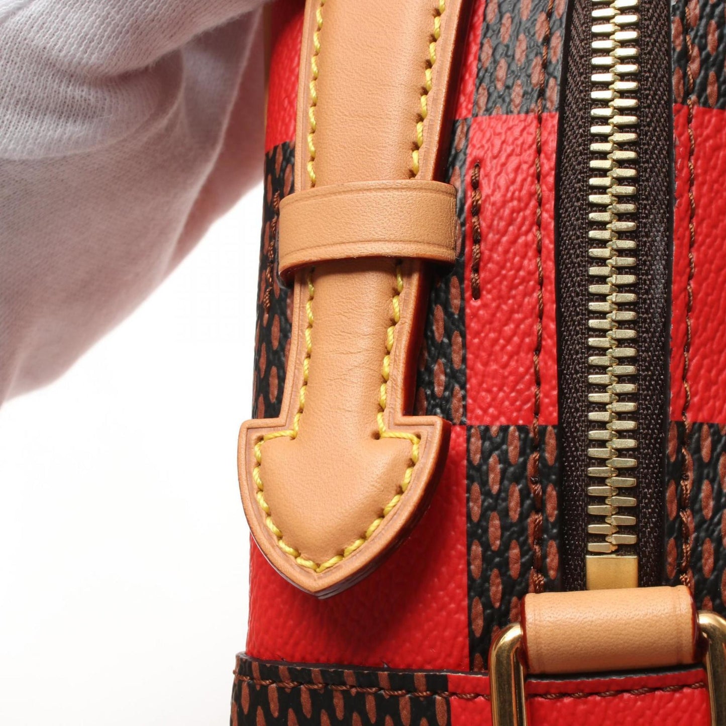 Louis Vuitton    Color Rouge Coated Canvas Leather Handbag