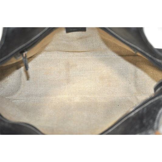 GUCCI black leather satchel w tonal stitching & rose gold accents