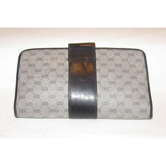 Gucci Blue Small G Logo Print Coated Canvas And Navy Leather With Chrome Accents Vintage Collection
