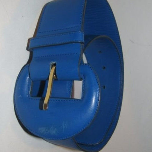 Gucci Cobalt Blue Leather Vintage Belt