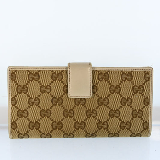 Gucci Gg Canvas Leather Long Wallet