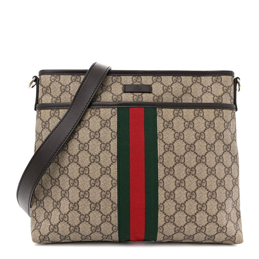 Gucci Gg Supreme Web Flat Messenger Bag