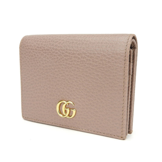 GUCCI Bifold Wallet 456126 leather beige GG Marmont Women Used